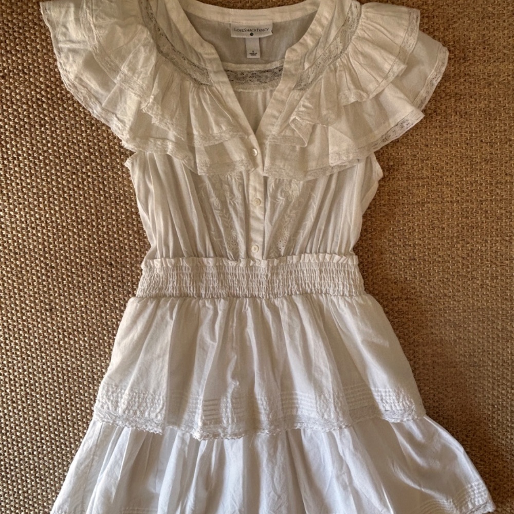 Love Shack Fancy Target White Floral Ruffle Tiered Dress Size Small